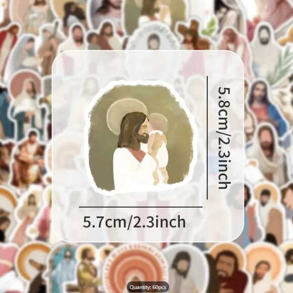 60PC Jesus Holiday Stickers for Phones, Laptops, Gifts, Crafts etc. Christmas - Picture 5 of 7